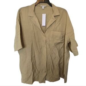 3/$15 Topshop Kakhi Button Down Casual Shirt Size Small